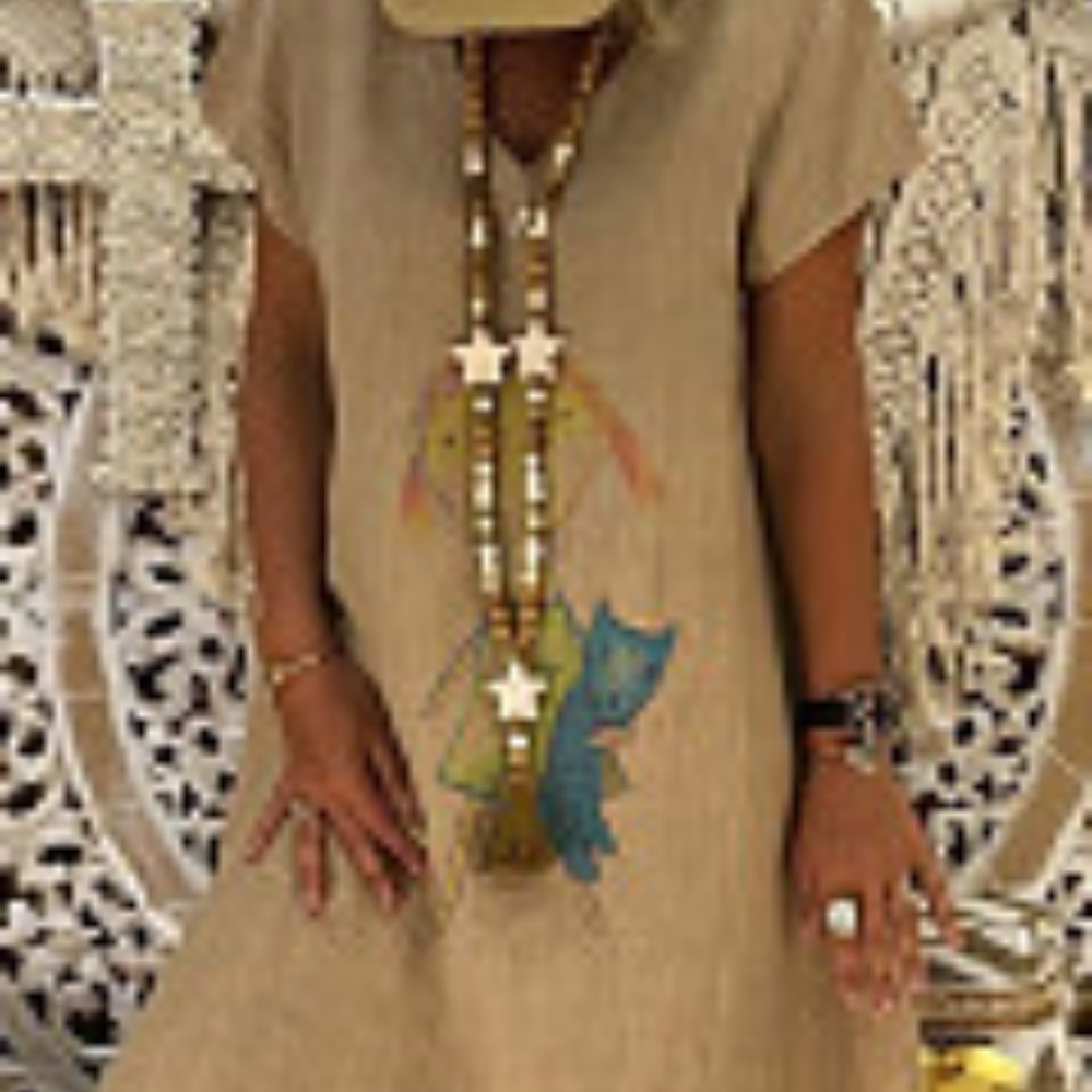V Neck Shift Dress Khaki